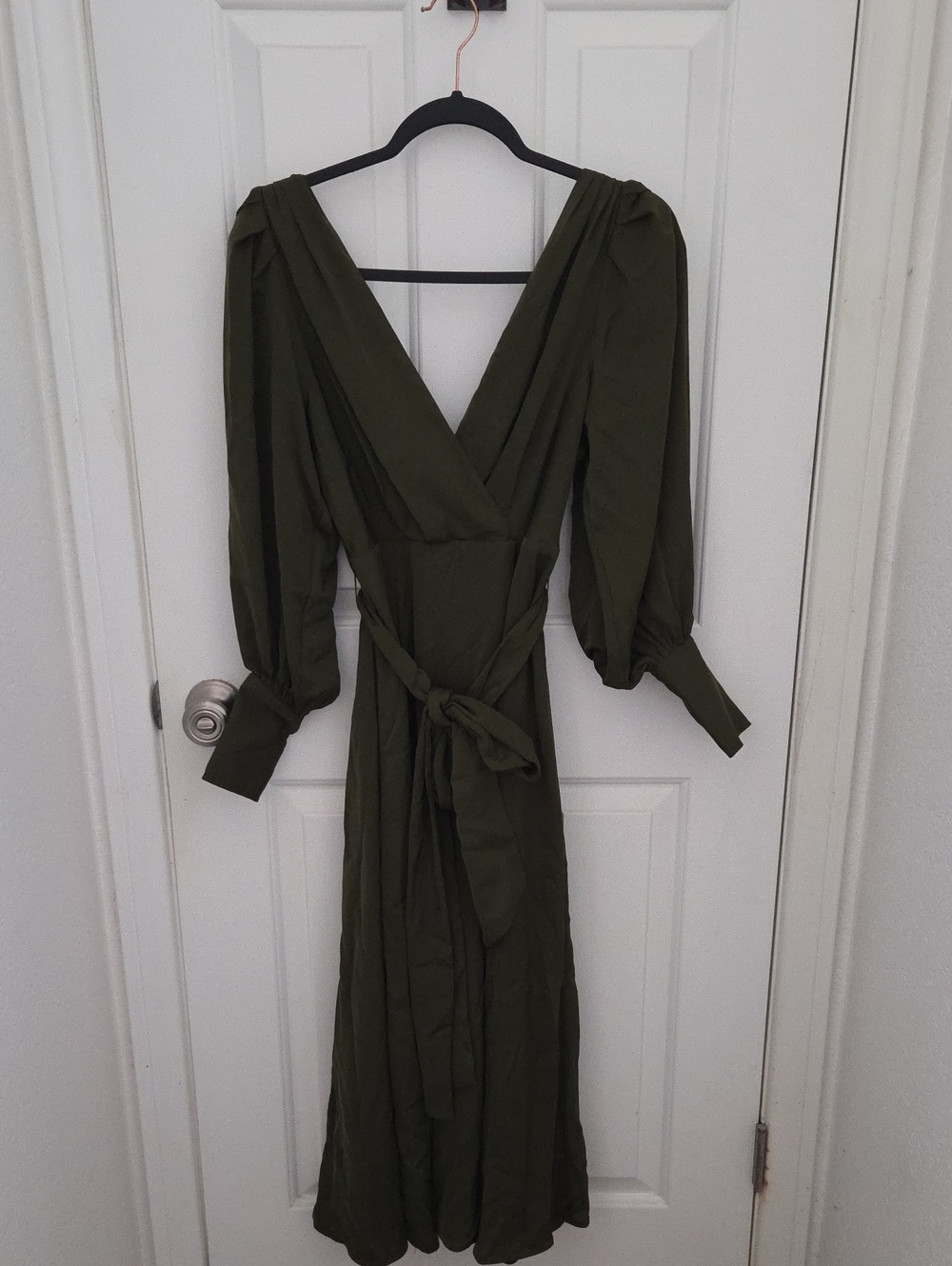 Banana Republic Olive Green Maxi Wrap Dress with Tie Waist - Picture 2 of 8